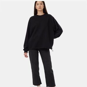TENTREE Organic Cotton Bungee Hem Crewneck Black Long Sleeve Sweatshirt S